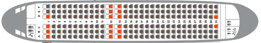Схема салона Airbus A320neo AJet